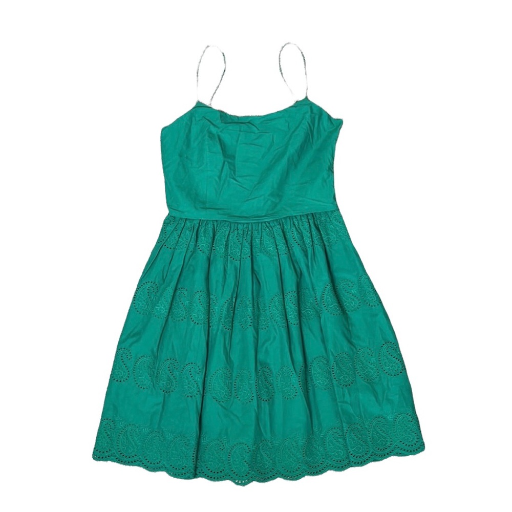 J Crew Dress Emerald Green Paisley Eyelet Lace Laser Cut 2 New